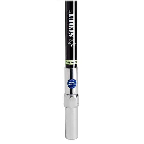 Scout 8' QuickFit Black VHF Antenna w/5M Cable + FME Quick 6 Foam Filled 6db Solid Brass  Copper Element [PF AN NVHF00042T]