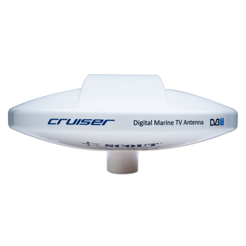 Scout Cruiser 10" White TV Antenna Omnidirectional w/20M, 75 ohms, Cable [PF AN NTV001]