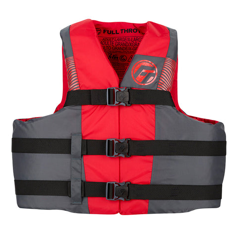 Full Throttle Adult Nylon Life Jacket - 4X/7X - Black/Red [112200-100-110-26]