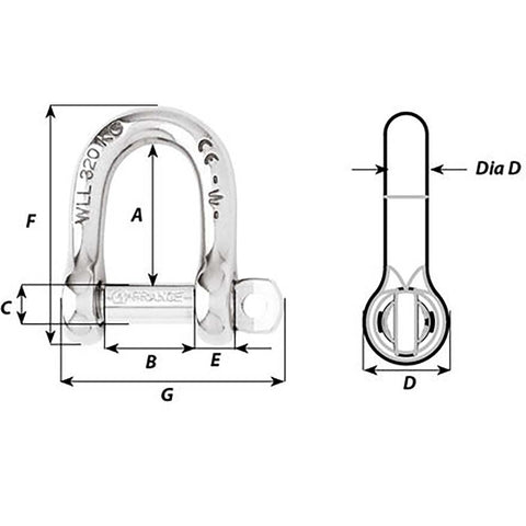 Wichard Self-Locking D Shackle - Diameter 6mm - 1/4" [1203W]