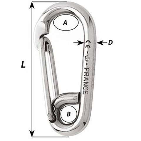 Wichard Symmetric Carbine Hook - Length 60mm - 1/4" [2313W]