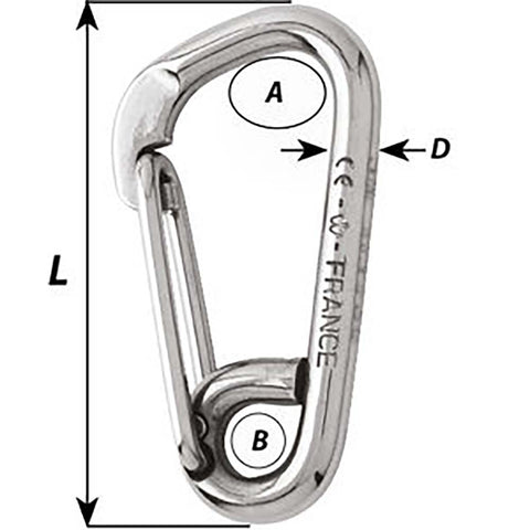 Wichard Asymmetric Carbine Hook - Length 80mm - 5/16" [2325W]