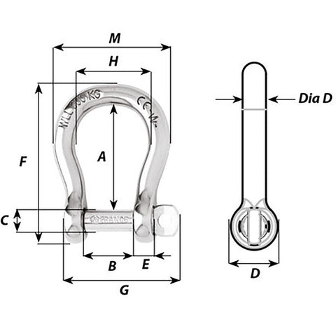 Wichard Not Self-Locking Bow Shackle - 20mm Diameter - 25/32" [1248W]