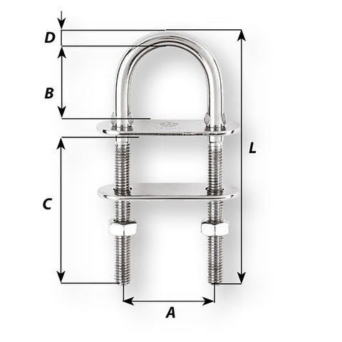 Wichard U-Bolt Pad Eye - 4mm Diameter - 5/32"  [6511W]