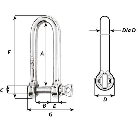 Wichard HR Long D Shackle - 10mm Diameter - 25/64" [11215W]