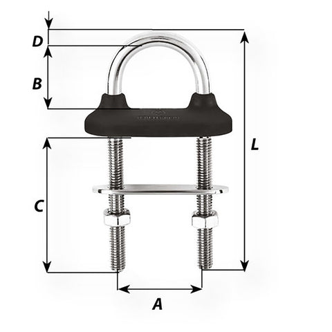 Wichard Black Watertight U-Bolt - 6mm Diameter - 15/64" - 70mm Length - 2-3/4" [65331W]